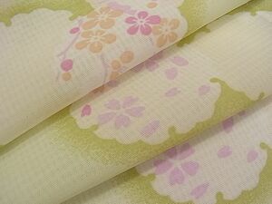 平和屋川間店■夏物　小紋　紗　雪輪草花文　洗える着物　未使用　yc9426