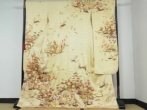 平和屋-こころ店■豪華振袖　風景松竹梅文　金彩　着丈164cm　裄丈69cm　正絹　逸品　A-cs7647