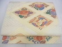 平和屋2■六通柄袋帯　唐織　桐竹鳳凰文様　金糸　逸品　ar6850_画像1