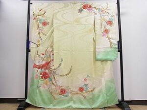 平和屋川間店■豪華振袖　総刺繍　駒刺繍　鳳凰草花文　暈し染め　金銀糸　逸品　ze4828