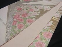 平和屋川間店■六通柄袋帯　唐織　色紙重ね草花文　金糸　やまとオリジナル　逸品　ca3536_画像7