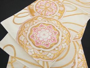 平和屋川間店■六通柄袋帯　唐織　鏡裏花文　金糸　逸品　op2894