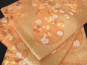 平和屋川間店■西陣　川島織物　六通柄袋帯　唐織　花唐草文　金糸　逸品　az2251