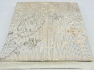 平和屋-こころ店■太鼓柄袋帯　花唐草　金糸　正絹　逸品　A-hg1609