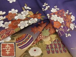 平和屋2■ファッションデザイナー　花井幸子　色留袖　刺繍　枝桜　源氏香　吉祥花手毬　暈し染め　金彩　逸品　1ps3969