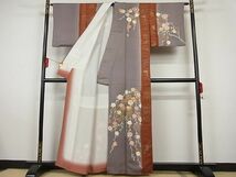 平和屋-こころ店■訪問着　枝花文　金彩　着丈158cm　裄丈64cm　正絹　逸品　A-br7884_画像2