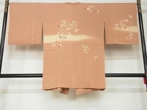 平和屋-こころ店■道行コート　駒刺繍　草花文　暈し染め　高島屋扱い　ロング丈　正絹　逸品　A-ja5845