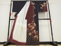 平和屋-こころ店◆訪問着　葡萄蔦草　金彩　着丈162.5cm　裄丈cm65　正絹　逸品　mop4214_画像2