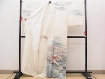 平和屋野田店■訪問着　作家物　手描き　遠山流水花文　暈し染め　金彩　逸品　n-sa3941_画像2