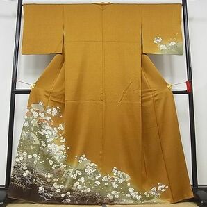 平和屋-こころ店■訪問着 立波地紙重ね花文 暈し染 金彩 着丈166cm 裄丈67cm 正絹 逸品 1B-wt1804の画像1