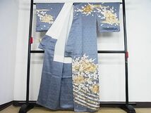 平和屋-こころ店■訪問着　駒刺繍　花冊子文　金彩　着丈159cm　裄丈67cm　正絹　逸品　1B-np2698_画像2