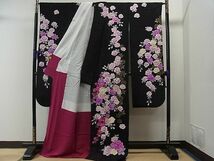 平和屋1■大正の浮世絵師　竹久夢二　夢二ロマン　夢二好み　振袖　刺繍　牡丹　黒地　金彩　逸品　1yc3666_画像4