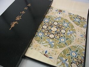 平和屋2■明綴れ　袋帯　花鳥文　金糸　共箱付き　逸品　eee7842