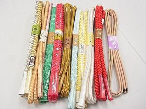 平和屋2■和装小物　帯締め10本　全て未使用　丸組・平組　レザー　手染　手組紐　逸品　未使用　aaa6794