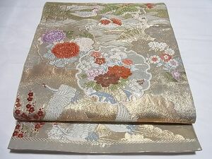 平和屋川間店■六通柄袋帯　唐織　雪輪花鳥文　本金弐重箔　逸品　ZAAA0281