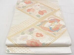 平和屋野田店■六通柄袋帯　唐織　向かい鳳凰桐花文　金糸　逸品　n-hv4054