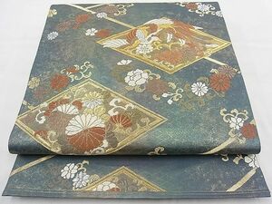 平和屋野田店■六通柄袋帯　唐織　菱取鳳舞文　金銀糸　逸品　n-fw5581