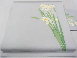 平和屋1■塩瀬　九寸名古屋帯　草花文　逸品　dx0734