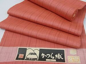 平和屋1■上質な紬　反物　かつら織　変わり縞　着尺　逸品　未使用　ju4932