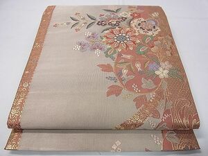 平和屋1■六通柄袋帯　花唐草文　金糸　逸品　an5483