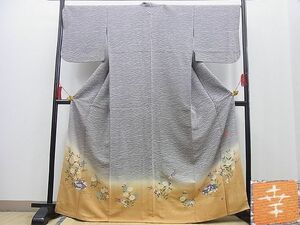 平和屋野田店■ファッションデザイナー 花井幸子　色留訪問着　駒刺繍　文箱花文　暈し染め　金彩　逸品　n-yc5852