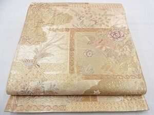 平和屋野田店■佐賀錦　六通柄袋帯　鳳凰格天井花文　金糸　逸品　n-ar4512