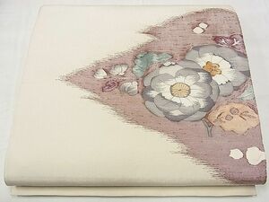 平和屋1■太鼓柄袋帯　すくい織　枝花文　金糸　逸品　eg1738