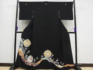 平和屋1■極上　創業460年・千總　黒留袖　刺繍　道長双鳥花唐草文　金彩　高島屋扱い　逸品　1tx1670