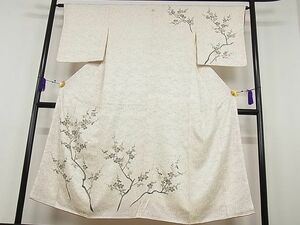 平和屋川間店■訪問着　枝花文　梅　金彩　着丈147cm　裄丈63cm　正絹　逸品　B-sa4211