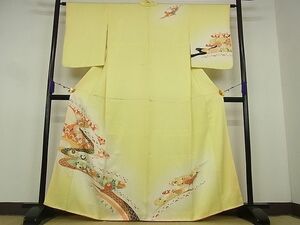 平和屋川間店■訪問着　流水花文　金彩　着丈162cm　裄丈62cm　正絹　逸品　B-ag2257