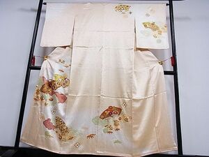 平和屋川間店■訪問着　駒刺繍　地紙花宝尽くし　暈し染め　金彩　着丈155cm　裄丈63.5cm　正絹　逸品　B-sa2793