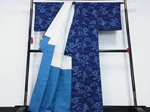 平和屋川間店■上質な紬　絵絣　花蝶文　着丈166cm　裄丈65cm　正絹　逸品　A-zi4139_画像2