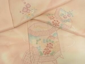 平和屋川間店■訪問着　刺繍　貝桶花文　暈し染め　着丈166.5cm　裄丈62.5cm　正絹　逸品　B-ag2259