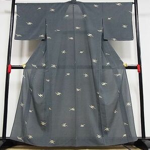 平和屋川間店■夏物 小紋 絽縮緬 格子 着丈158cm 裄丈66.5cm 洗える着物 未使用 B-ph6715の画像1