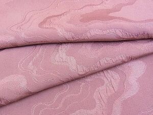 平和屋川間店■上質な色無地　単衣　流水地紋　薄紫鳶色　逸品　n-yc3621
