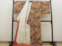 平和屋川間店■上質な小紋　竹垣秋草文　金彩　逸品　n-hv2300_画像3