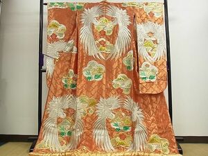 平和屋1■色打掛　掛下　打掛　和装　婚礼　花嫁　結婚式　神社挙式　刺繍　松竹梅飛鶴文　金銀糸　逸品　ze8148