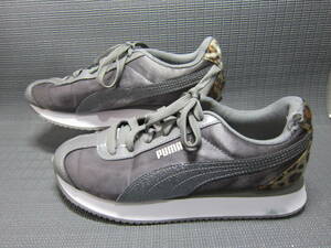 PUMA プーマ　TURINO STACKED LEOPARD チュリーノスタックド レオパード　スニーカー　24cm　グレー　ヒョウ柄　S2402C