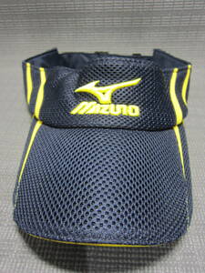 MIZUNO ミズノ　ゴルフ　メッシュサンバイザー　キャップ　帽子　紺×黄色　バンシィ　56～60cm　S2402A