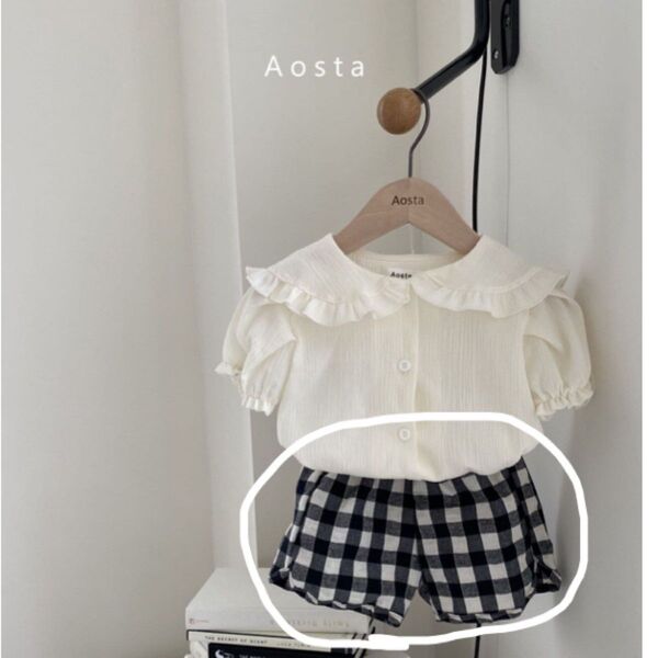 韓国子供服 AOSTA ハーフパンツ ショートパンツ ギンガムチェック