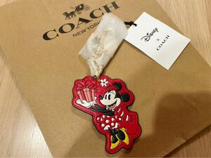 COACH キーホルダー ディズニー限定コラボフラット バッグチャーム ミニー コーチ