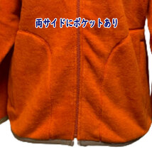 日本製フリース素材のジップアップジャケットM寸（オレンジ色）_画像7