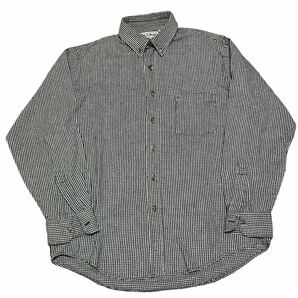 80s 90s LL.Bean ボタンダウンシャツ ビンテージ USA製 チェック 長袖 サックスブルーの画像4