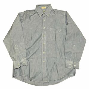 80s 90s LL.Bean ボタンダウンシャツ ビンテージ USA製 チェック 長袖 サックスブルーの画像2