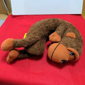 Li'l LEWIS ネックピロー 子供用 さる 猿 サル 小さい枕 モンキー ブラウン 大人にも 約26cm×約23cm 厚さ約8.5cm 昭和レトロ　ぬいぐるみ