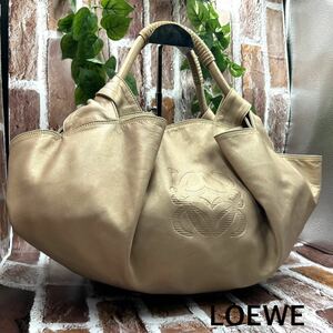 『極美品』LOEWE ロエベ ナッパアイレ ハンドバッグ トートバッグ 手持ちカバン アナグラム レザー ゴールド 金 レディース