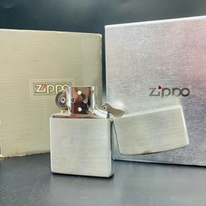 Zippo シルバー ガス ライター オイル SILVER 10M 銀 シルバー加工 無地 小物 ジッポ ジャンク 着火未確認 箱付き アンティーク 雑貨 5340