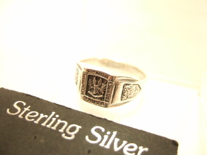  Yokohama newest silver 925SILVER silver! attraction. college ring rectangle 13~29 number men's lady's postage 220 jpy ring 17( size . please inform )
