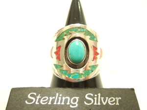  Yokohama newest silver 925SILVER silver! attraction. Indian series turquoise manner ring 21 number postage 290 jpy b62