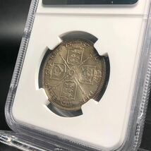 美品 ジュビリーヘッド 1887 イギリス NGC MS63 ヴィクトリア女王 2シリング 2S フローリン 銀貨 アンティークコイン モダン_画像6